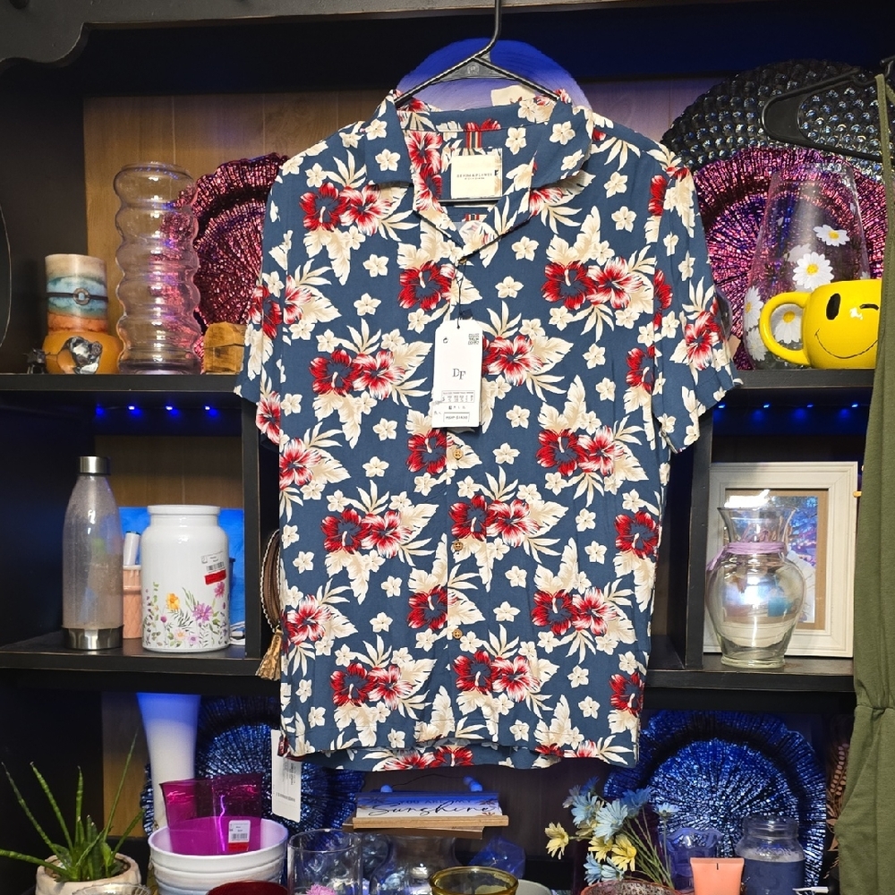 Denim & Flower Navy and Red Floral Men's Shirt